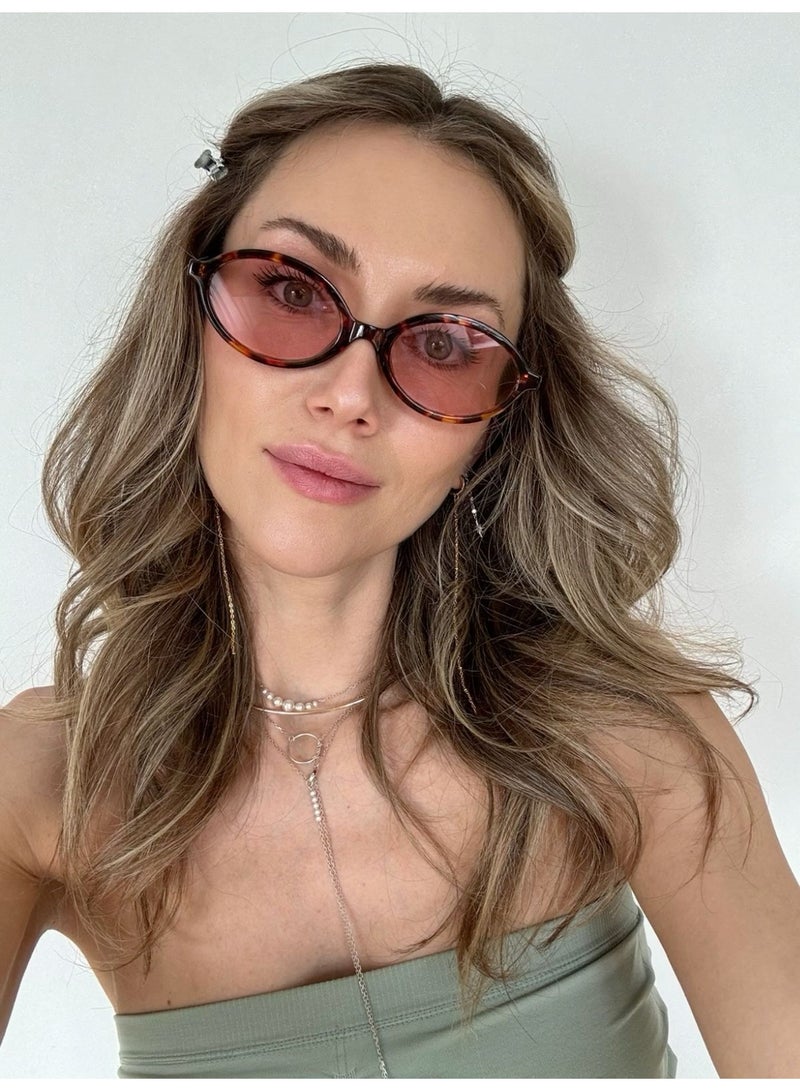 نظارة شمسية بيضاوية وردية عصرية - Image 2